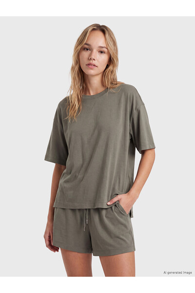 LC Waikiki Lcw Dream Green Modal Blended Women's Shorts Pajama Set