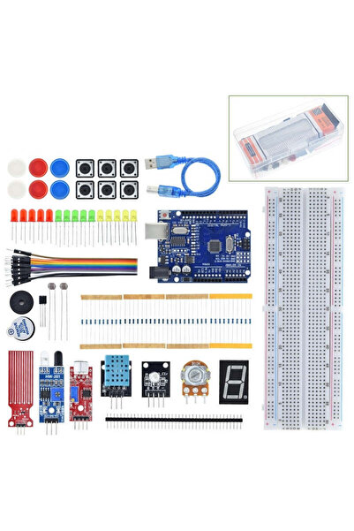 Arduino Clone Kit de pornire compatibil cu Arduino Uno R3 CH340, senzori de s...
