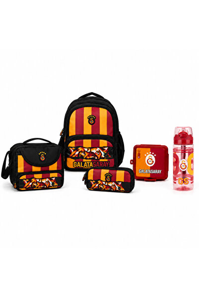 Galatasaray Lisanslı Aslan Gözü Baskılı 5'li Okul Seti - Okul Çantası, Beslen...