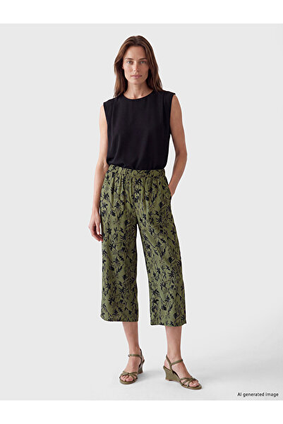 LC Waikiki Lcw Grace Khaki Elastic Waist Patterned Women's Capri