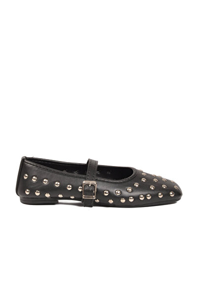 AYK'S Women's Casual Ballerina Shoes with Metal Detailed Buckle and Flat Sole