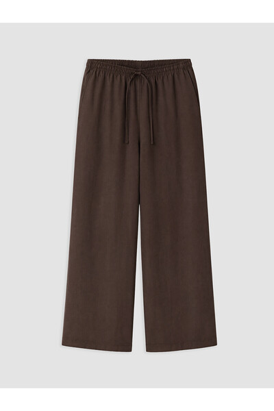 LC Waikiki Lcwaikiki Classic Brown Elastic Waist Wide Leg Women's Trousers