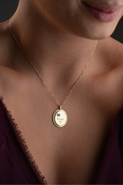 beonejewelry 925 Ayar Gümüş Kişiye Özel Oval Plakada İsim Yazılı Kalp Detaylı...
