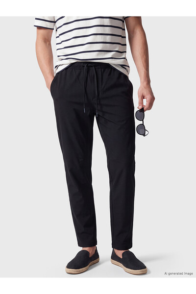 LC Waikiki Nevavm with Difference Southblue Black Slim Fit Gabardine Men's Tr...