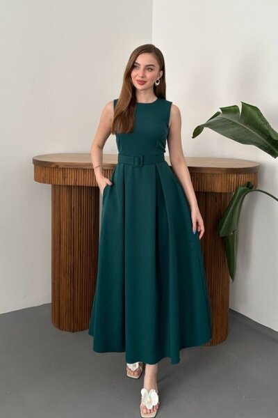 LUMU Emerald Halter Neck Flared Dress