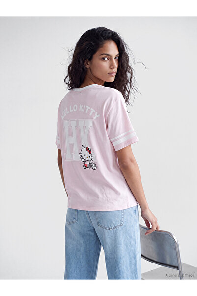 LC Waikiki Xside Pink Printed 100% Cotton Women's T-Shirt