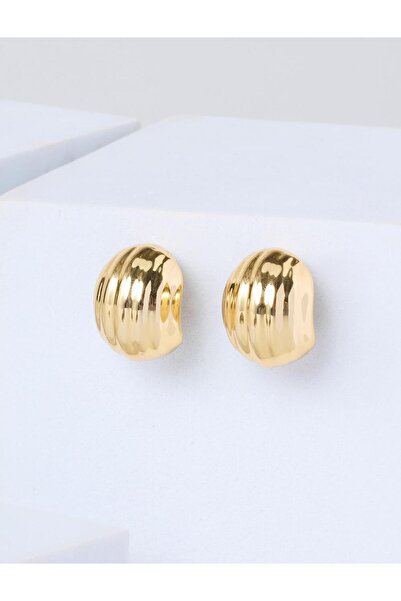 Jimmy Key Gold Color Textured Curved Hoop Earrings