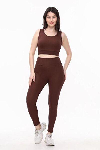 SEREMONİ BUTİK Brown Sports Leggings Set