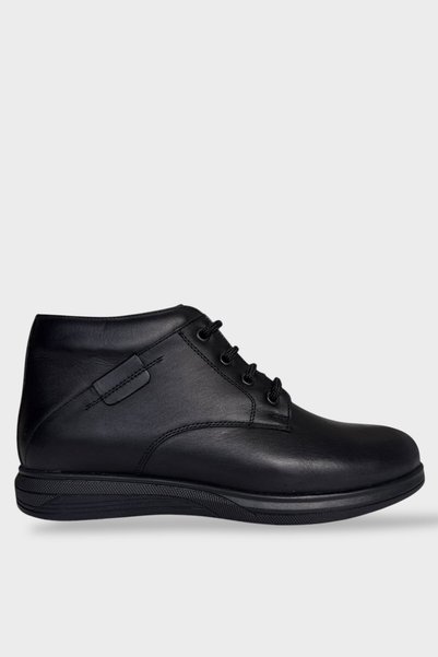 Jagulep Men's Non-Slip Rubber Sole Zippered Genuine Leather Boots Black
