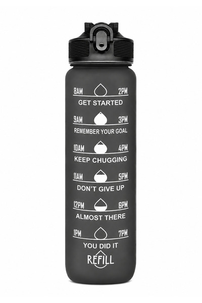 Generic Brand Sticlă pentru Apă cu Marcaje Motivaționale, 900 ml, Neagră, cu ...