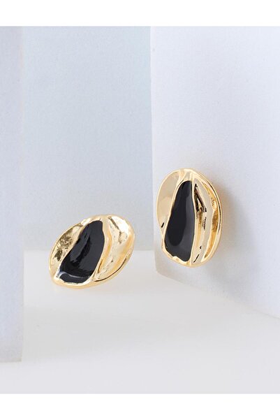 Jimmy Key Mixed Enamel Detailed Textured Oval Earrings