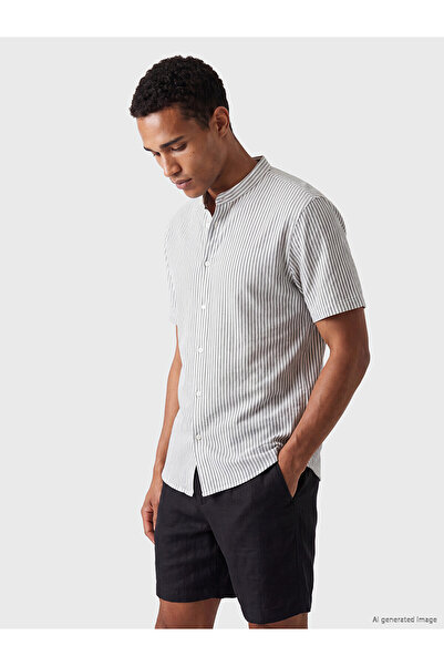 LC Waikiki Lcw vision black judge collar striped men's t-shirt