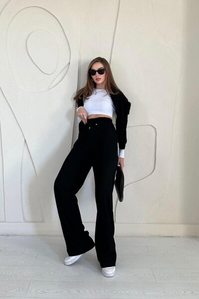 SEREMONİ BUTİK Black waist drawstring pants