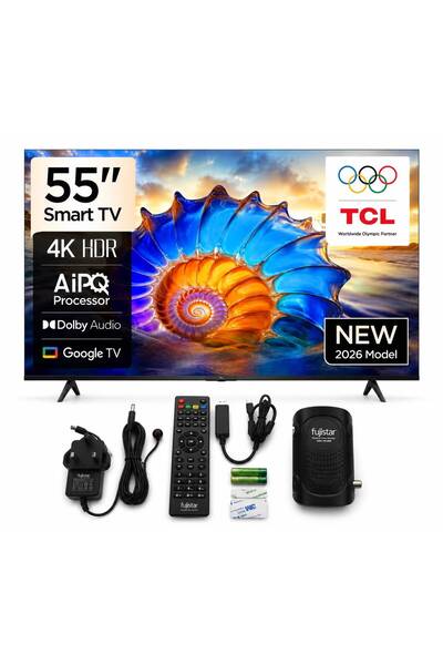 TCL شاشة ذكية 4K بوصة ⁠ 55 - ⁠ الموديل - 55V6D + جهاز استقبال فوجيكا