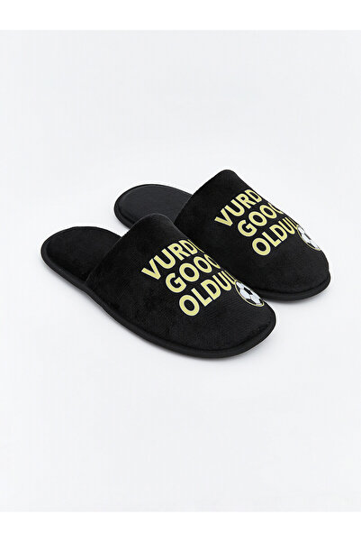 LC Waikiki Lcw Steps Black Text Printed Men's House Slippers