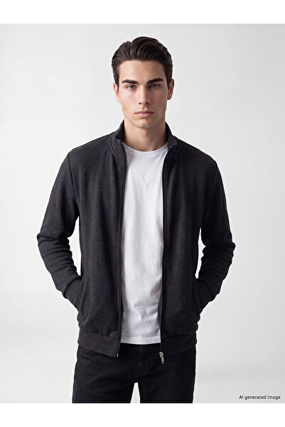 LC Waikiki Lcwaikiki Classic Anthracite High Collar Men's Zippered Sweatshirt