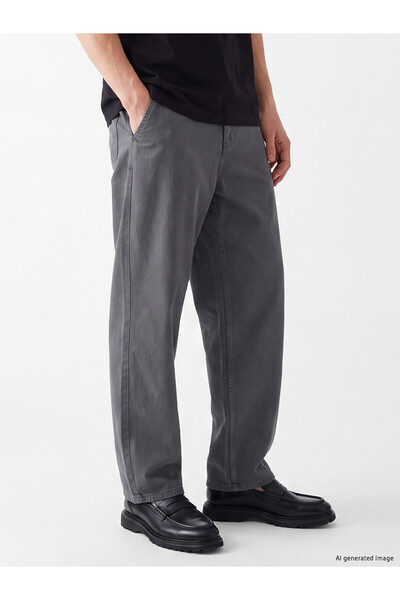 LC Waikiki Nevavm Xside Anthracite Relax Fit Gabardine Men's Trousers with a ...
