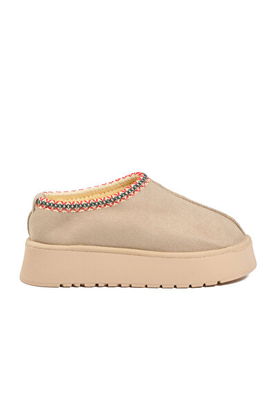 AYK'S Beige Fur-Lined Women's Casual Shoes Home Slippers