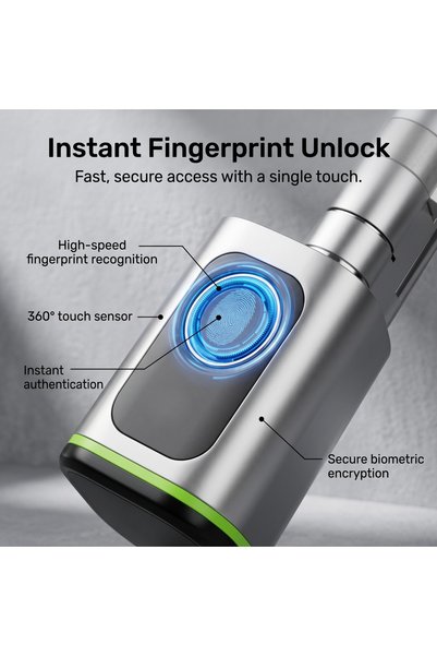 DarTech قفل باب ذكي فضي من TTLock، بصمة إصبع، دخول 5 في 1، تطبيق، رمز مرور ومفتاح، وصول آمن للمنزل بدون مفتاح