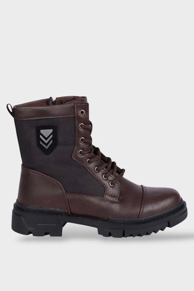 Jagulep Lace-Up Zippered Boots Men's Boots Brown