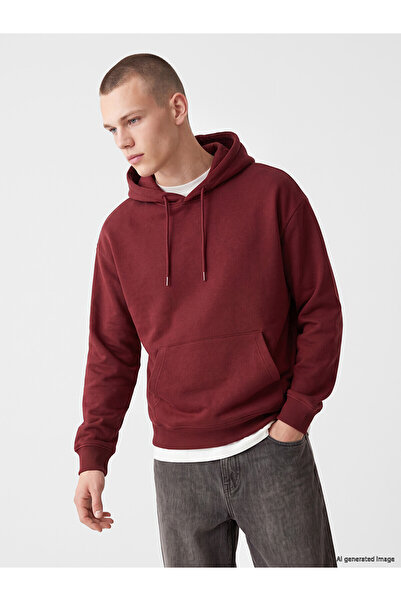 LC Waikiki Xside Burgundy Men's Thick Hoodie