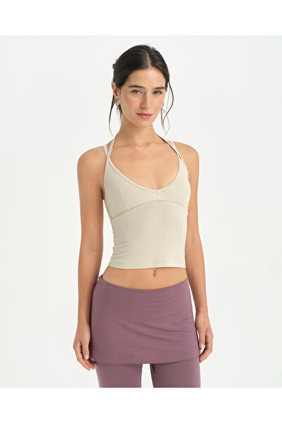 Ayma Active Cream Double Strap Halter Blouse