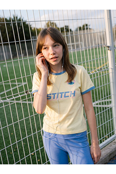 LC Waikiki Two Mt Shop Quality Lcw Kids Yellow Stitch Printed Girls' T-Shirt