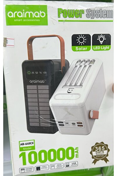 world accessories *باور بانك araimab AB-640CX - 100000mAh + شحن بالطاقة الشمس...