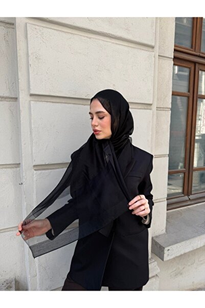 diorel Premium Düz Yün İpek Şal-Siyah