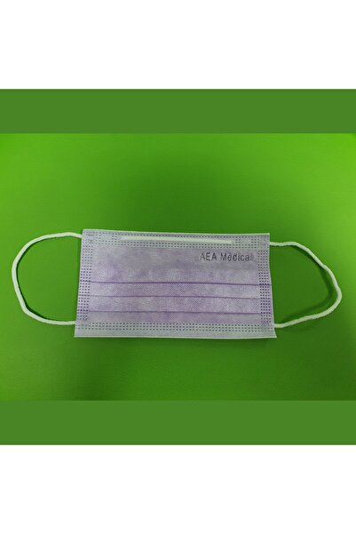 Aea Medical Măști chirurgicale de tip IIR, Mov, cu 3 straturi, Fără latex, Cutie cu 50