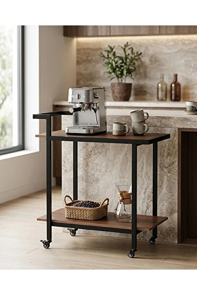 PLUS15 Dorene Wooden Serving Cart with Wheels Modern Design - Multiple Colors