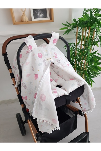ib ilkimbebe Stroller Cover and Cushion Muslin Zippered Newborn Baby 100% Cot...