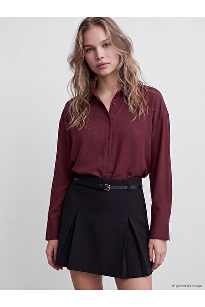 LC Waikiki Lcw Vision Burgundy Oversize Poplin Women's Shirt