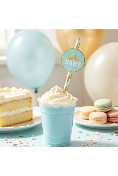 idei Printed paper party straws with gilded outline, set of 12 pieces, size 2...