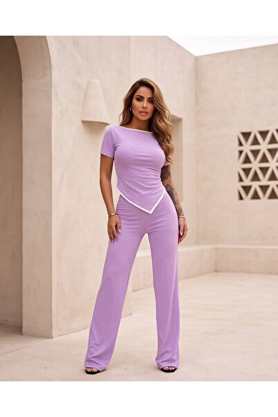 Trend Kapında Women's Double Suit with Piping Detail