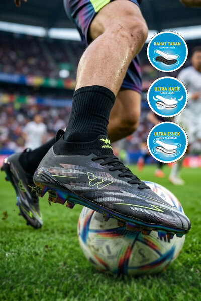 WALKWAY Black Sock Lace-Up Men's Football Shoes Krampon Strike m