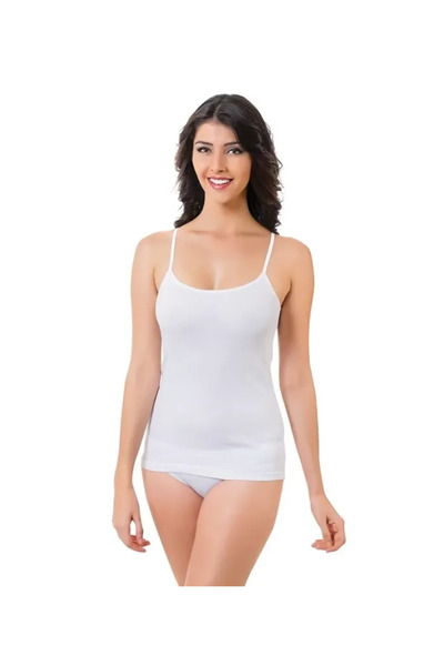 Liora Beyaz atlet ince askılı pamuklu 3 lü paket