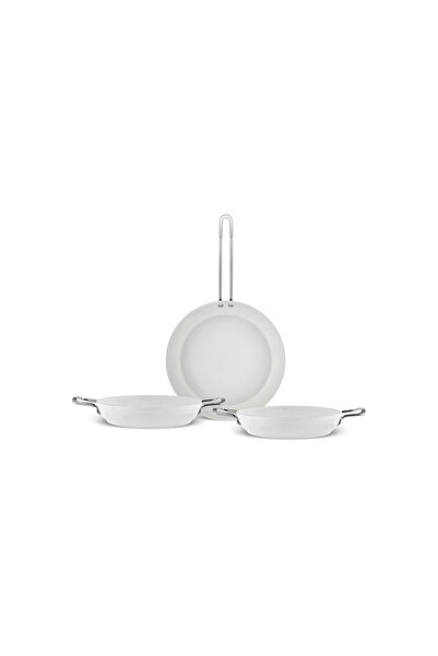 Emsan Biogranit White Stone 3 Piece Pan and Pot Set