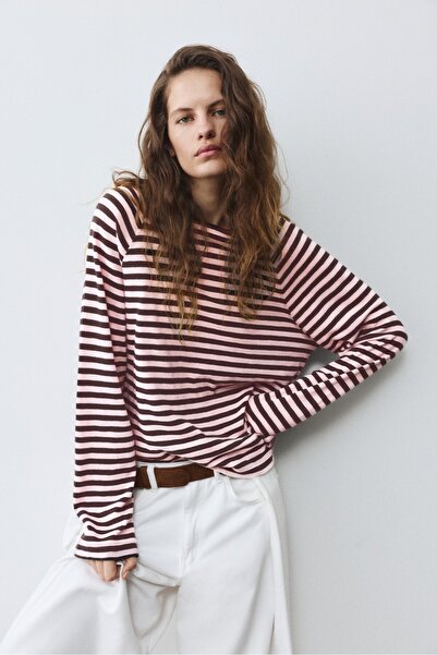 Pull & Bear Çizgili uzun kollu tişört