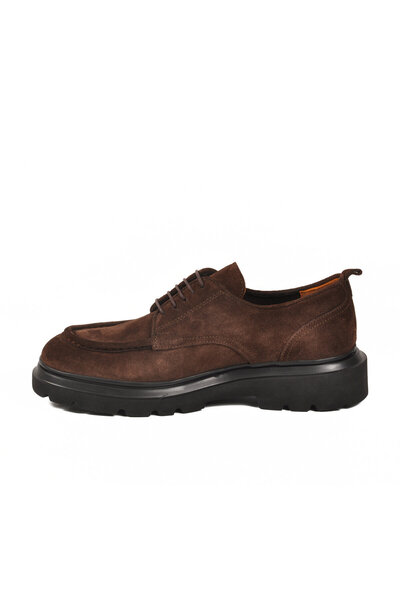Freefoot Brown Nubuck Genuine Leather Lace-Up Thick Sole Men's Casual Shoes 5...