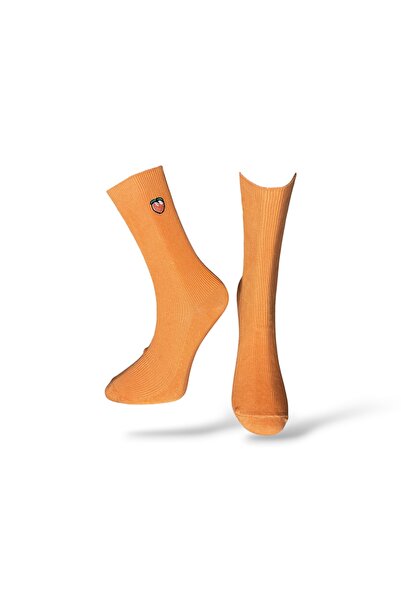 Mevo Single Unisex Peach Embroidered Powder Colored Socks
