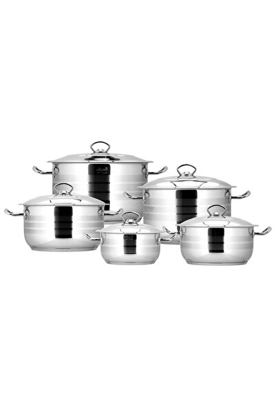 Generic طقم قدور الطبخ كايدن 10 قطع استانلس ستيل تركي المقاوم للصدأ من السيف ...