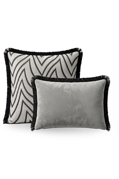 Lidoma Home "Vellora" Tasseled Throw Pillow Cover Set - Mink