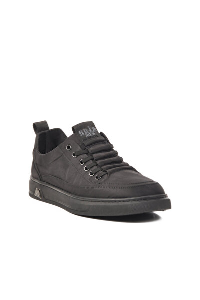 Guja Black Linen Laced Lightweight Flexible Comfortable Sole Men's Casual Wal...
