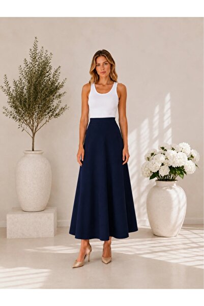 Olse Women's Knitted Scuba Crepe Casual Skirt Length:94-95Cm