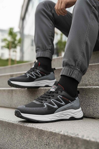 BESTOF AYAKKABI Black-Ice Lace-Up Thick Non-Slip Sole Men's Walking and Sport...