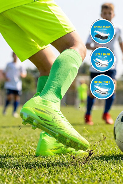 WALKWAY Yellow Sock-Lace Unisex Football Shoes Krampon Strike g