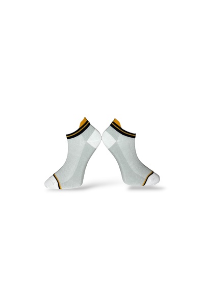 Mevo Single Unisex Gray Colored Stripe Detailed Booties Socks