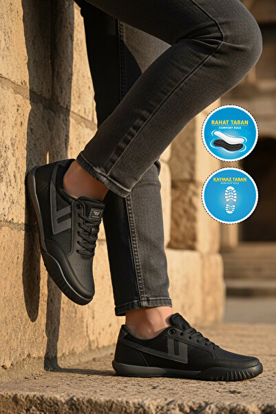 WALKWAY Black Mesh Lace-Up Lightweight Comfortable Sole Men's Walking and Spo...