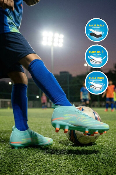 WALKWAY Mint Socks Lace-Up Unisex Kids' Football Shoes Krampon Strike F